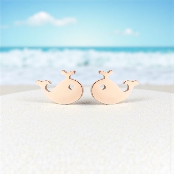 Fashion Jewelry Jewelry - Beautiful Rose Gold Whale Shaped Stud Earrings
